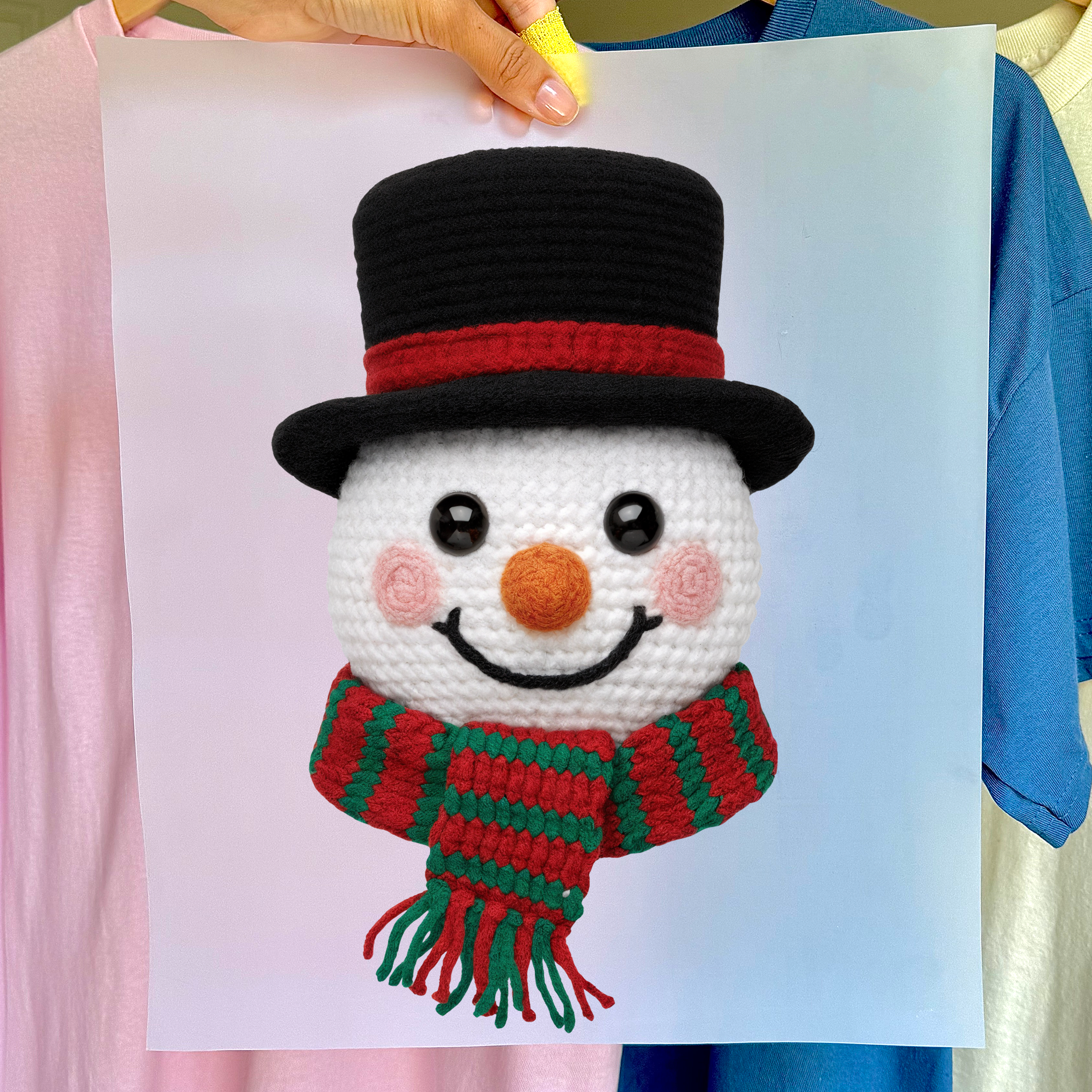 Snowman Crochet DTF Transfer