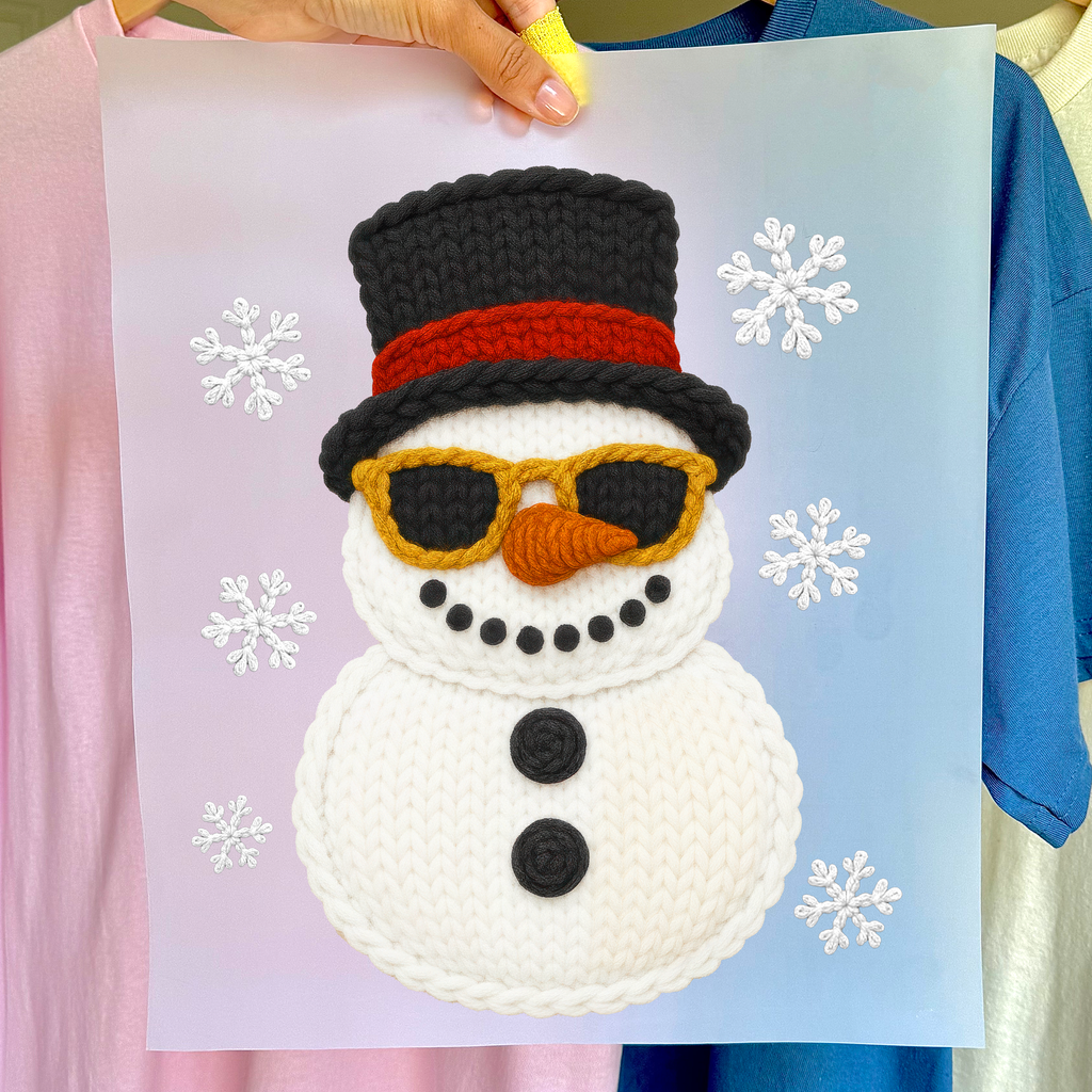 Snowman Crochet DTF Transfer
