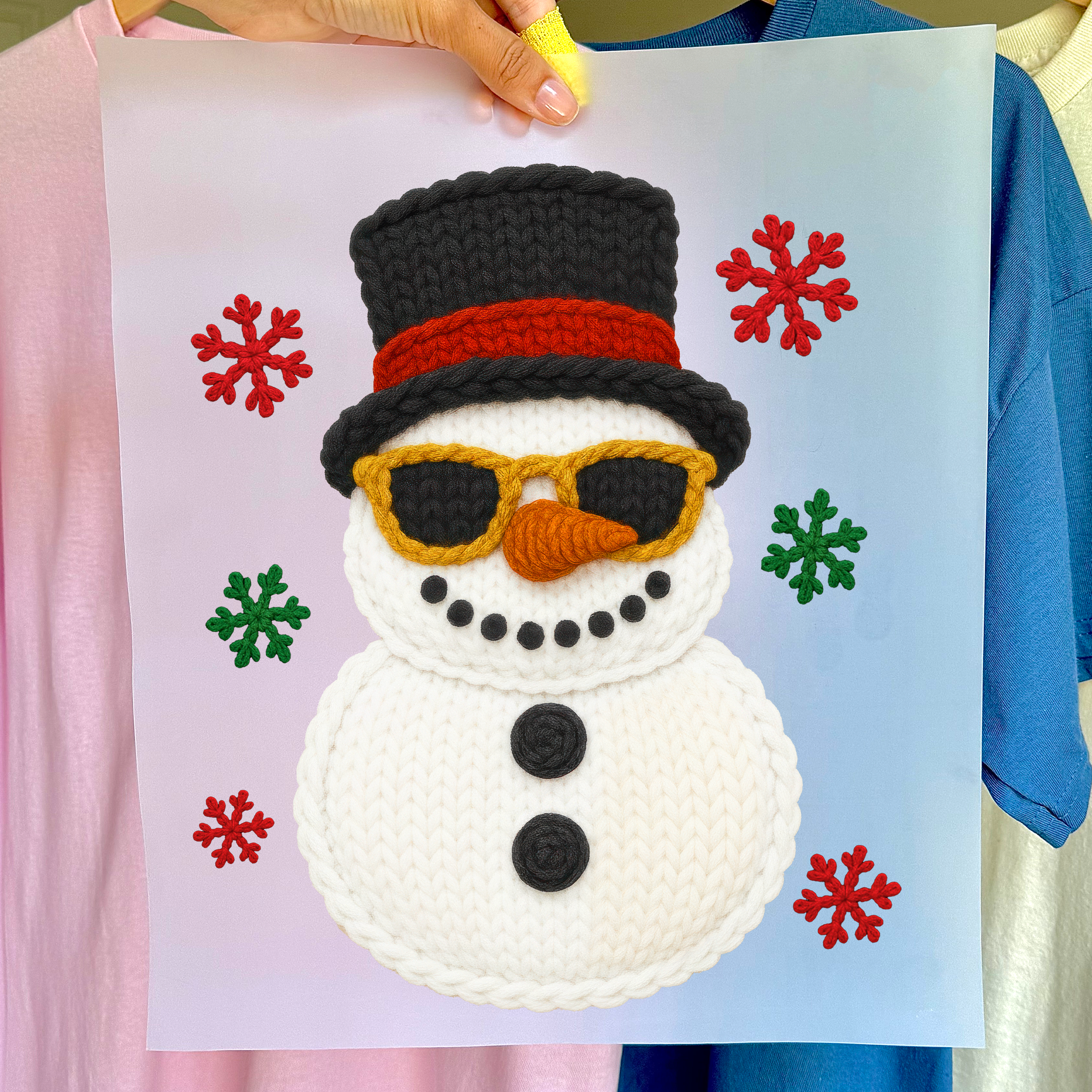 Snowman Crochet DTF Transfer