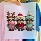 Christmas Raccoons DTF transfer