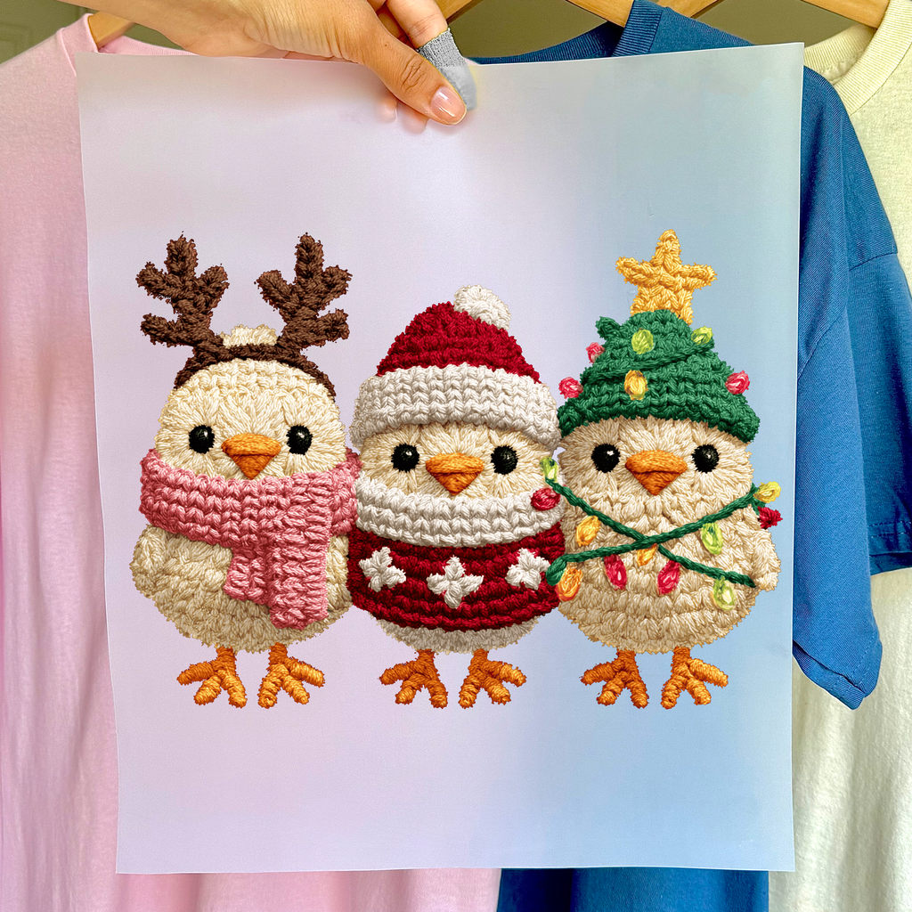 Christmas Chickens DTF transfer