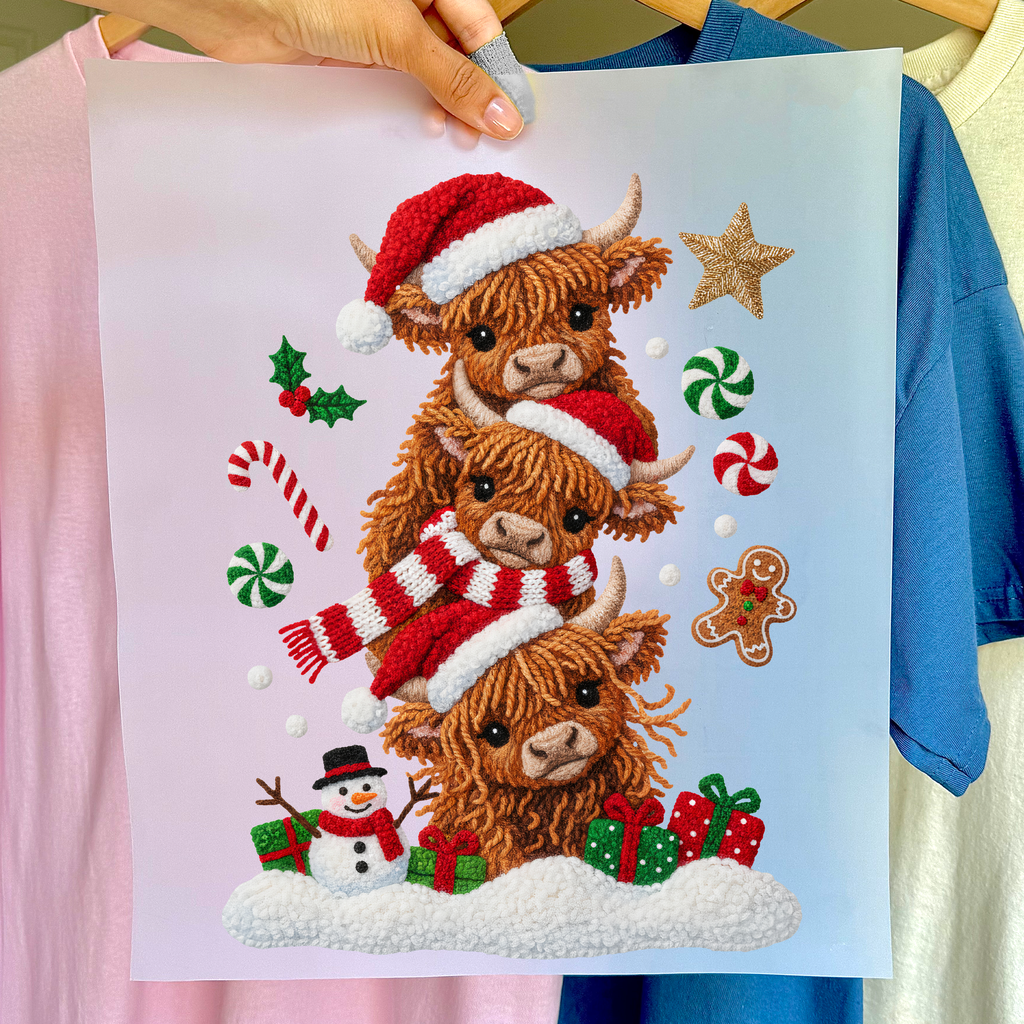 Highland Cows Christmas DTF Transfer