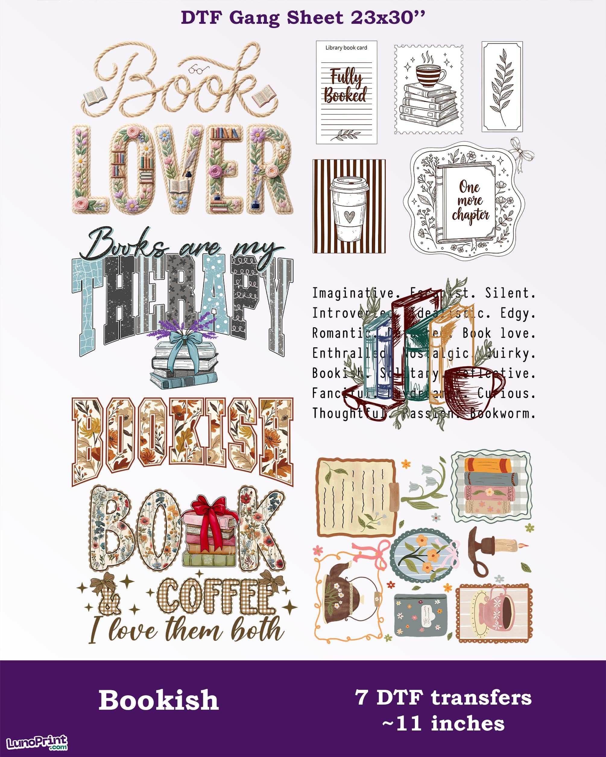 Book Lovers DTF Gang Sheet