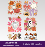 Halloween DTF Gang Sheet, 23x30 in. 6 Cute Ready to Press Heat transfers