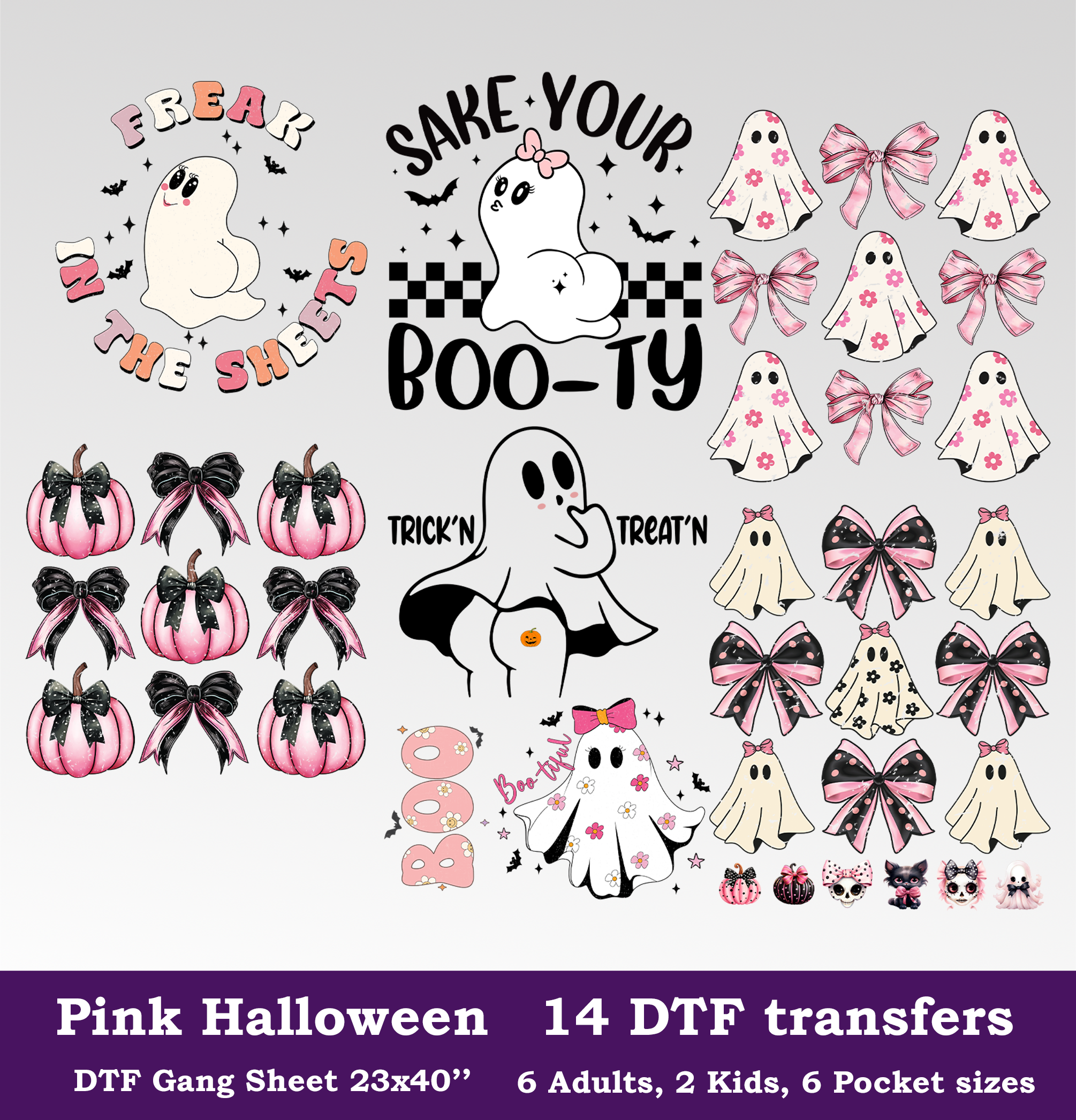 Halloween DTF Gang Sheet, 23x40 in. Ready-to-press Heat transfers