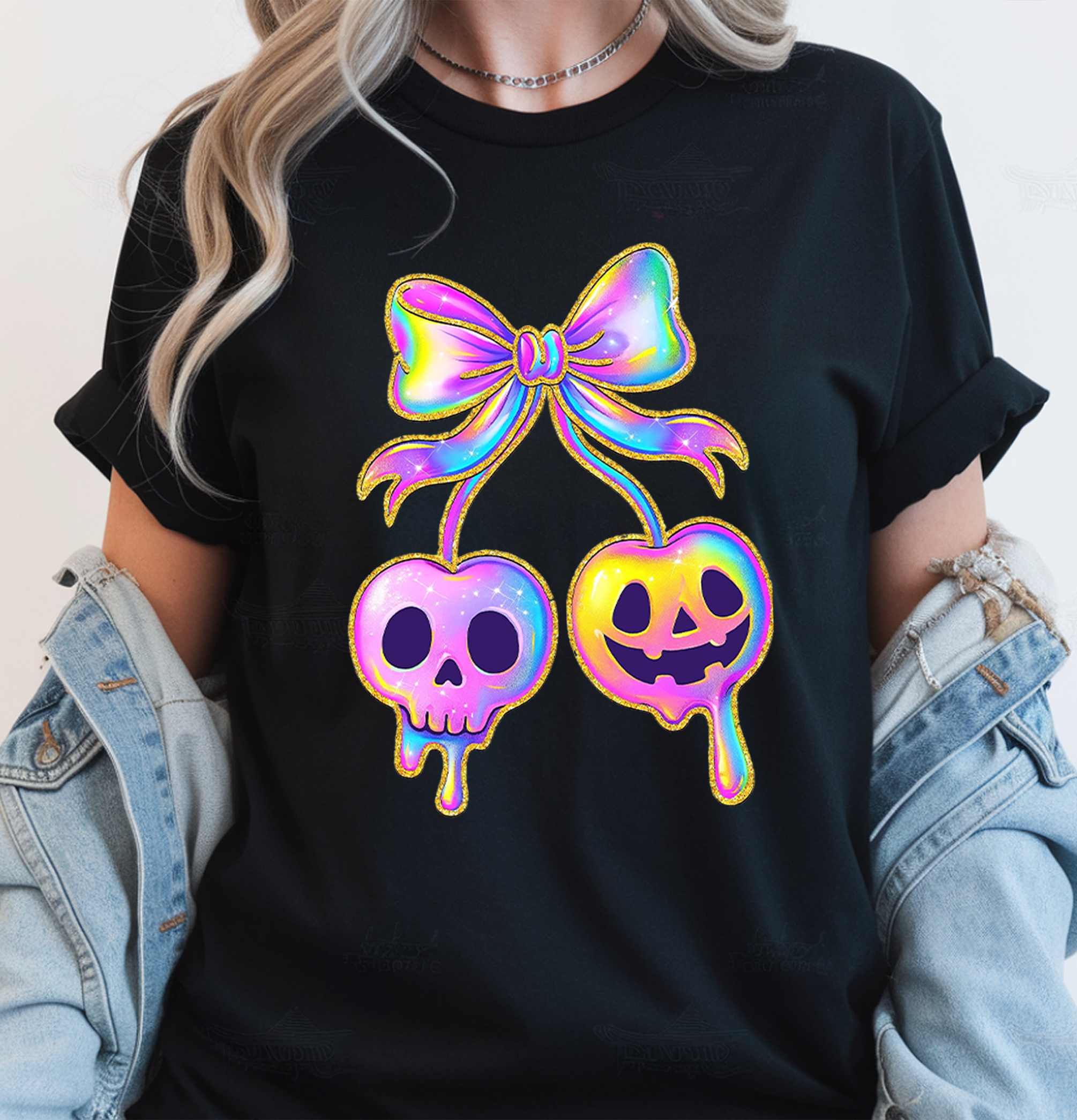 Holographic Halloween DTF Gang Sheet, 23x43 in. Ready-to-press Heat transfers
