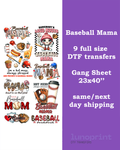 Baseball Mama DTF Gang Sheet