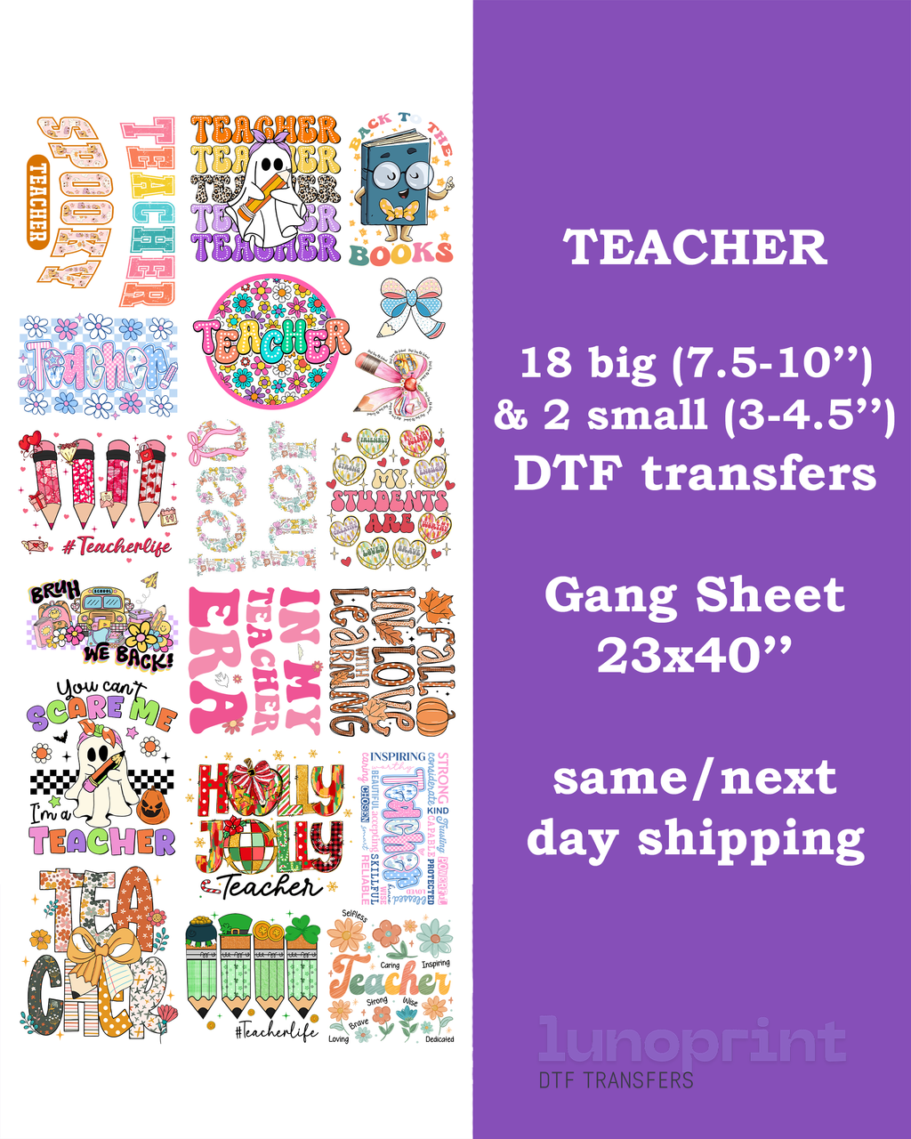 Teacher DTF Gang Sheet