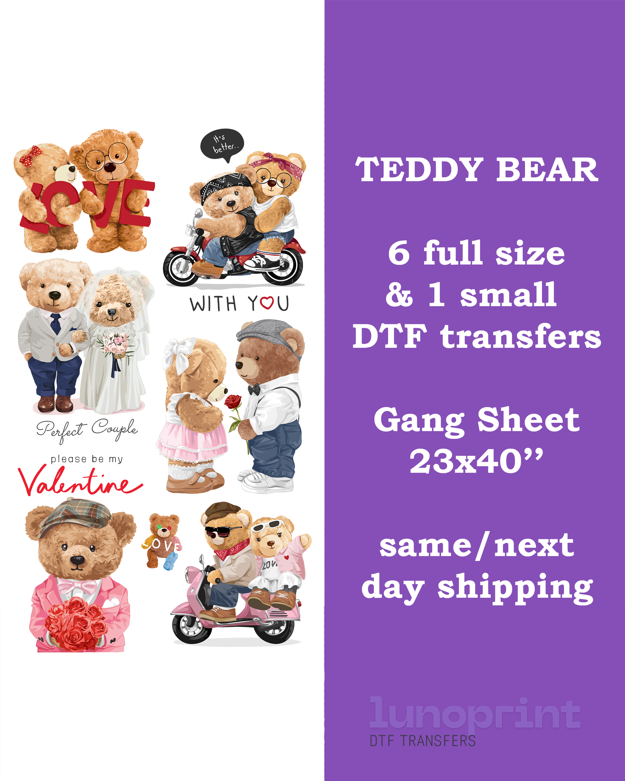 Teddy Bear DTF Gang Sheet