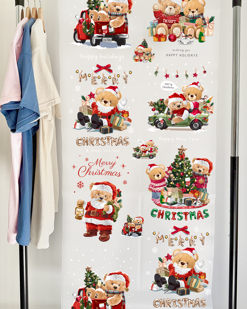 Christmas Teddy Bear DTF Gang Sheet
