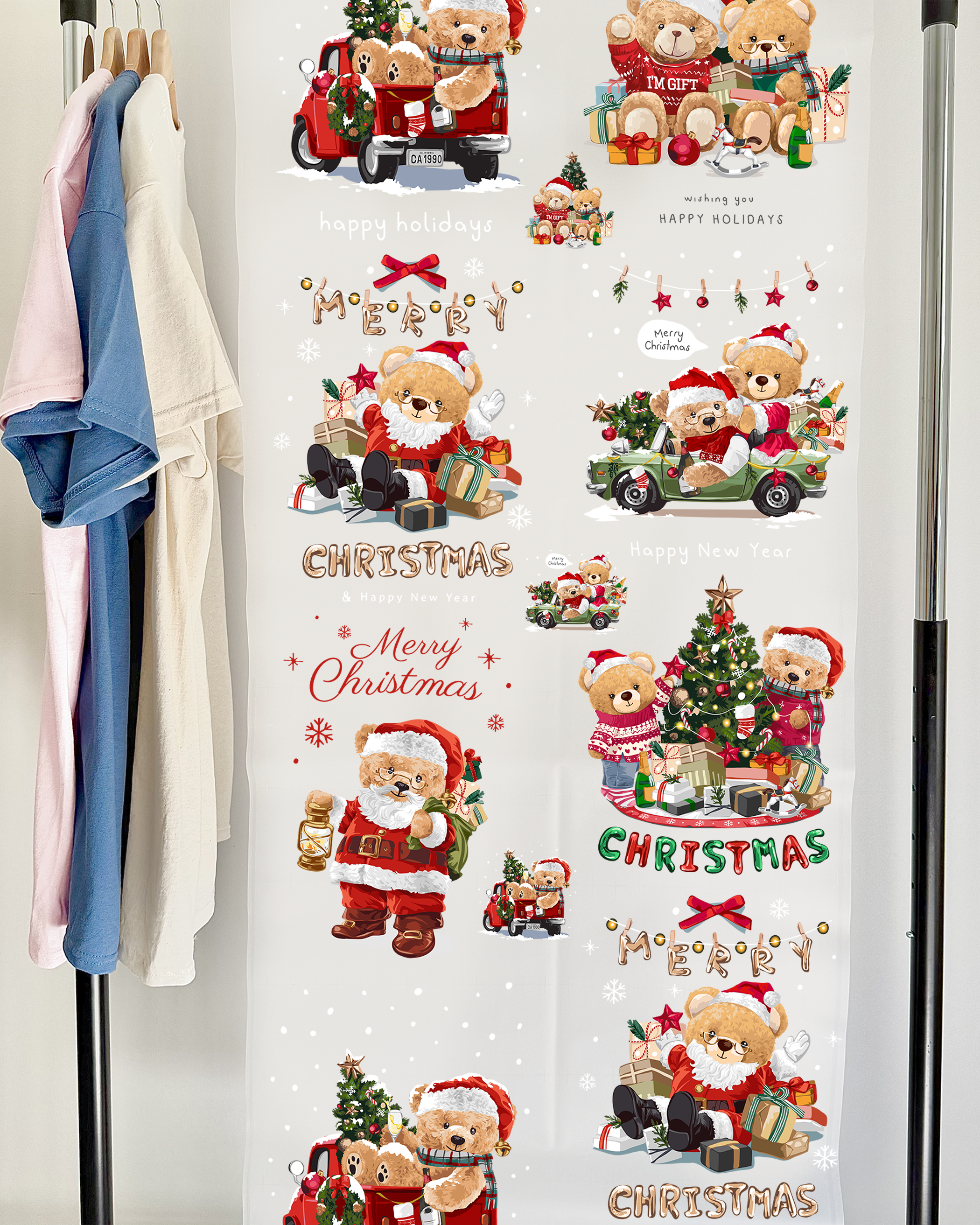 Christmas Teddy Bear DTF Gang Sheet