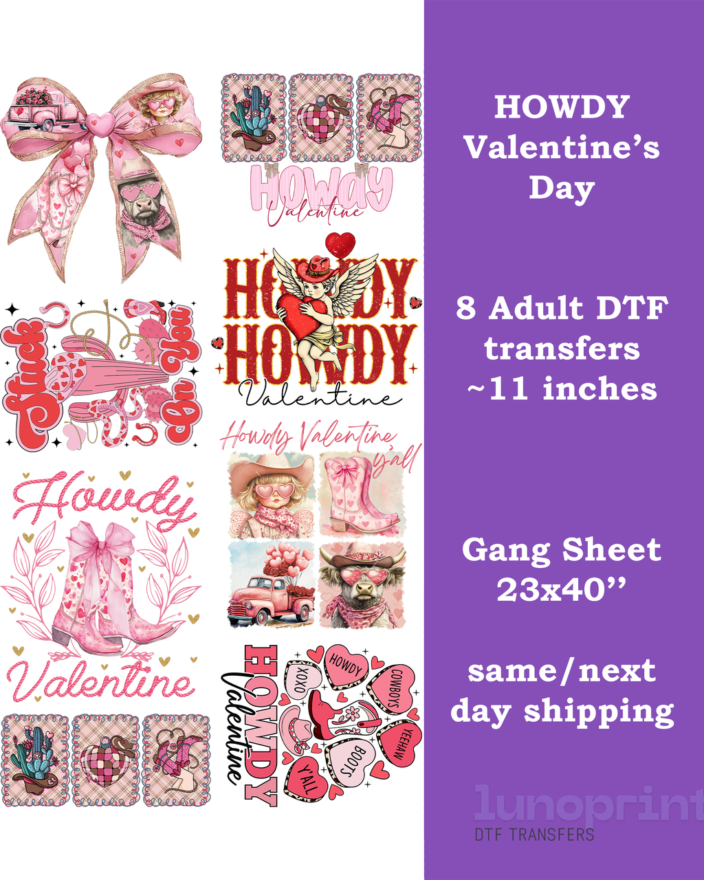 Howdy Valentine's Day DTF Gang Sheet