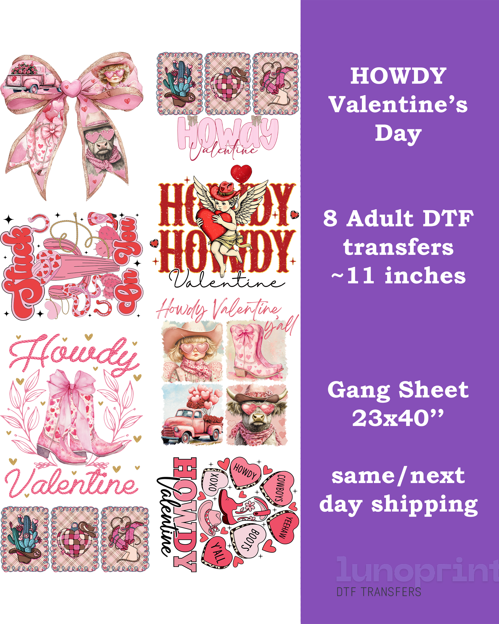 Howdy Valentine's Day DTF Gang Sheet