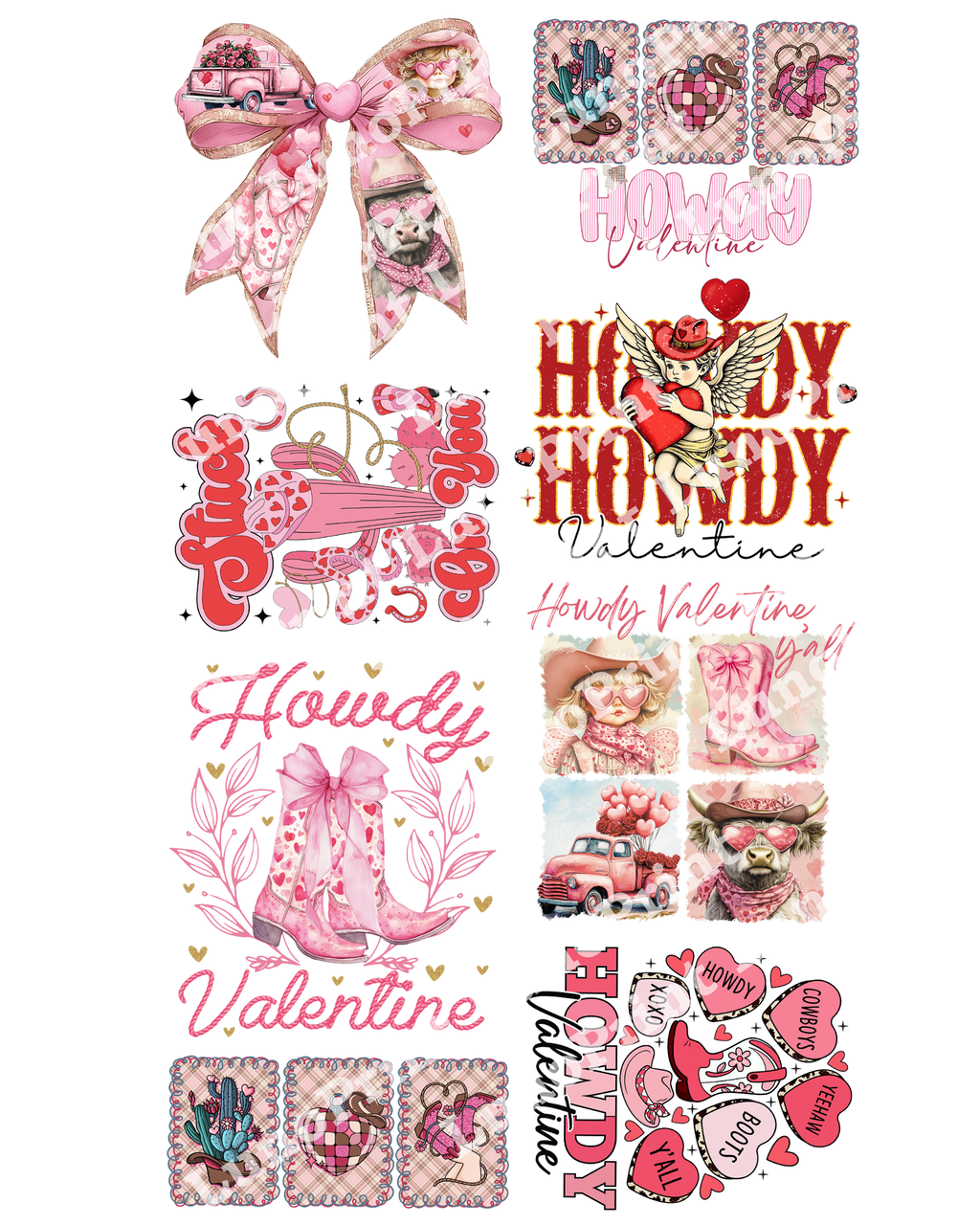 Howdy Valentine's Day DTF Gang Sheet