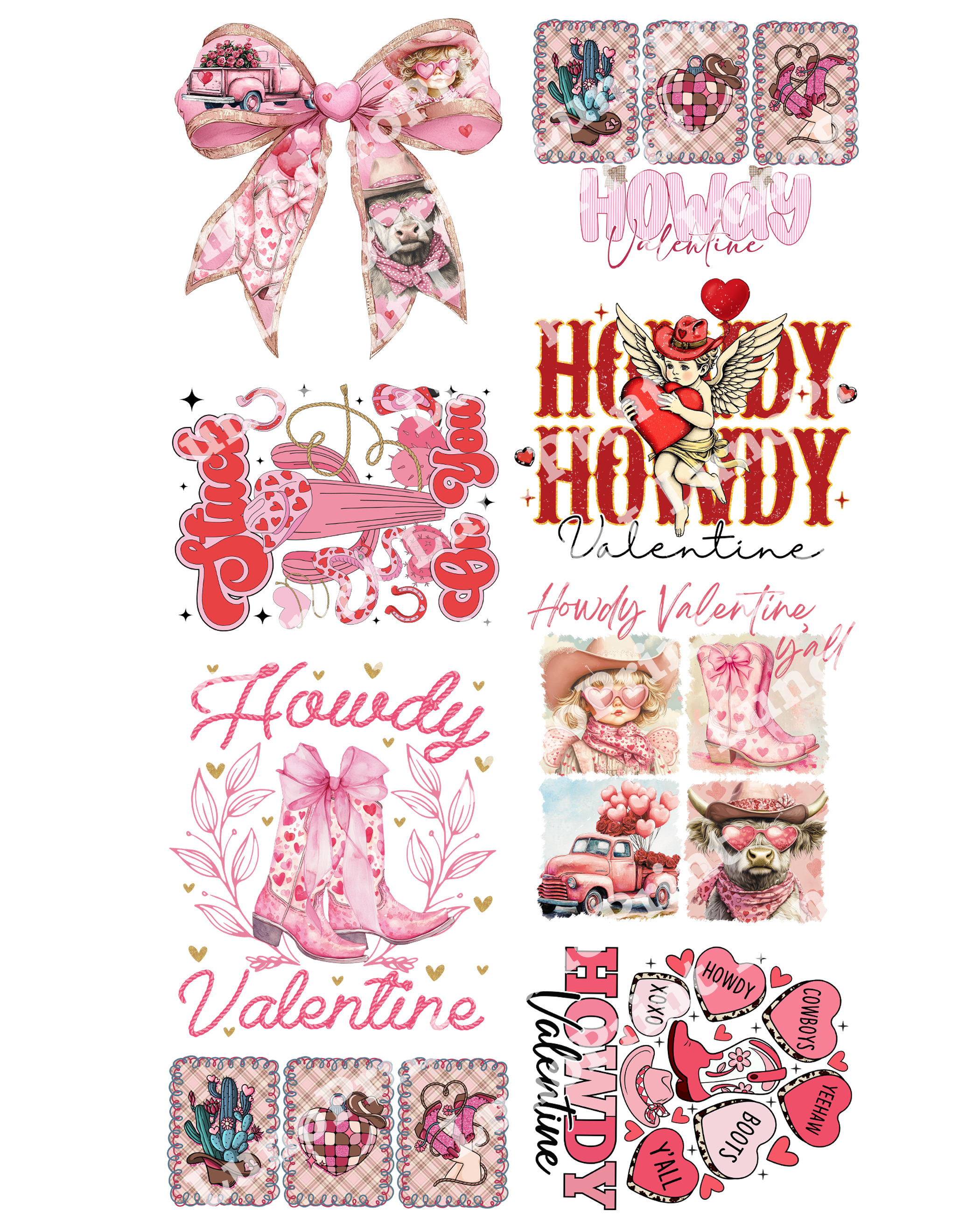 Howdy Valentine's Day DTF Gang Sheet