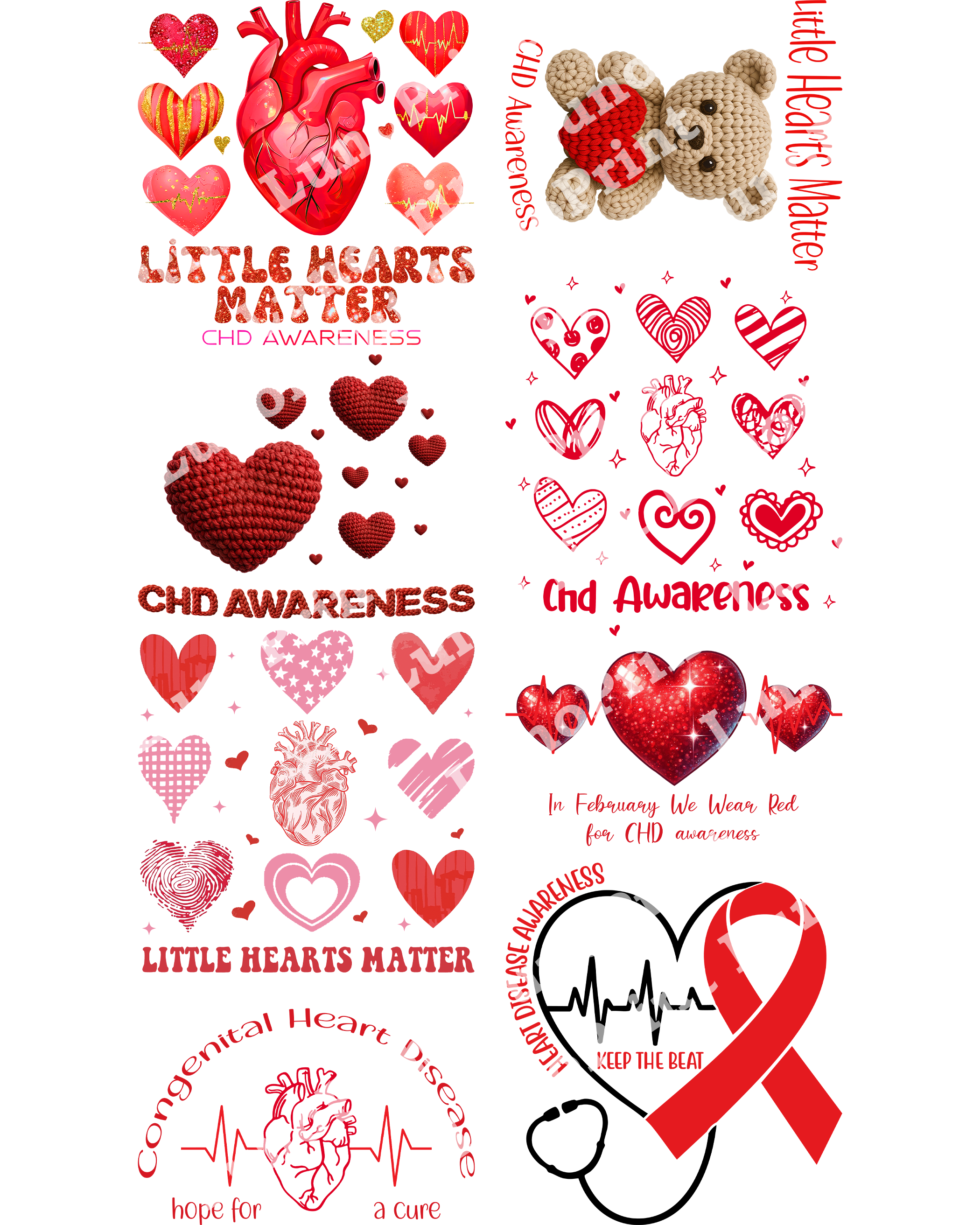CHD Awareness DTF Gang Sheet