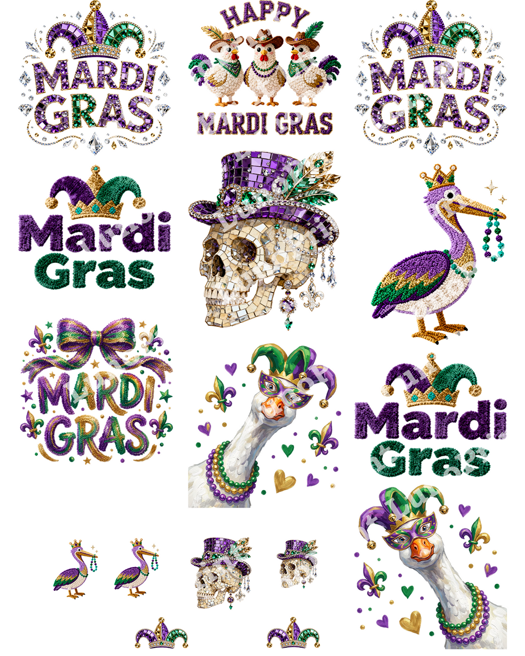 Mardi Gras DTF Gang Sheet