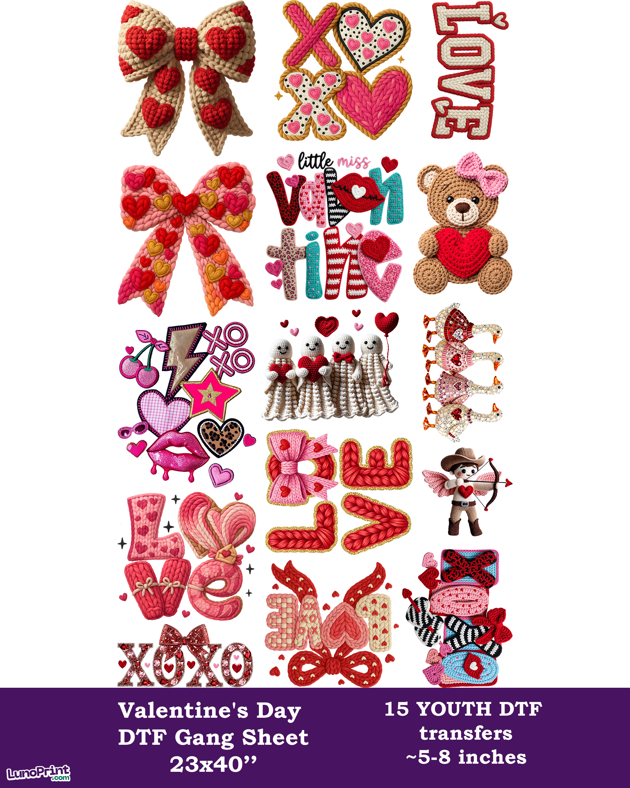 Youth Valentine's Day DTF Gang Sheet