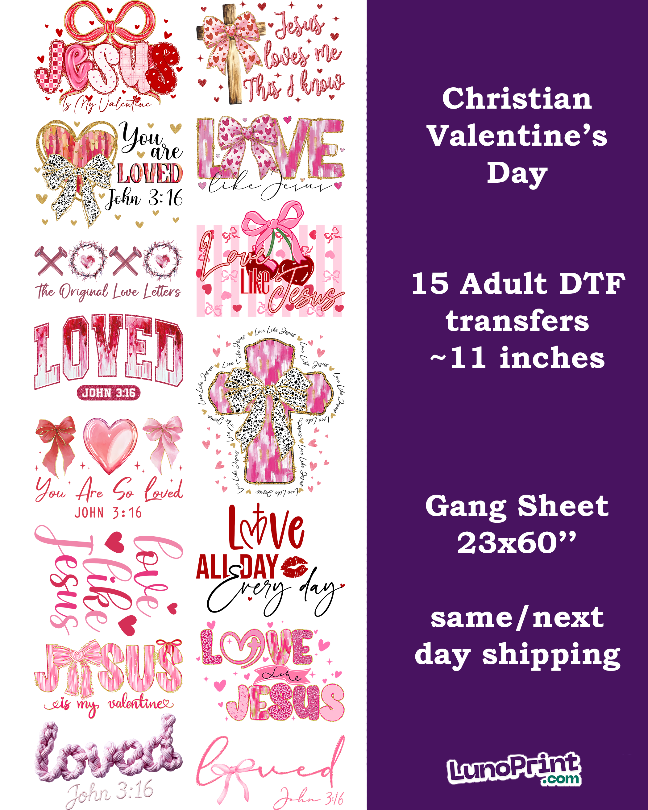 Christian Valentine's Day DTF Gang Sheet