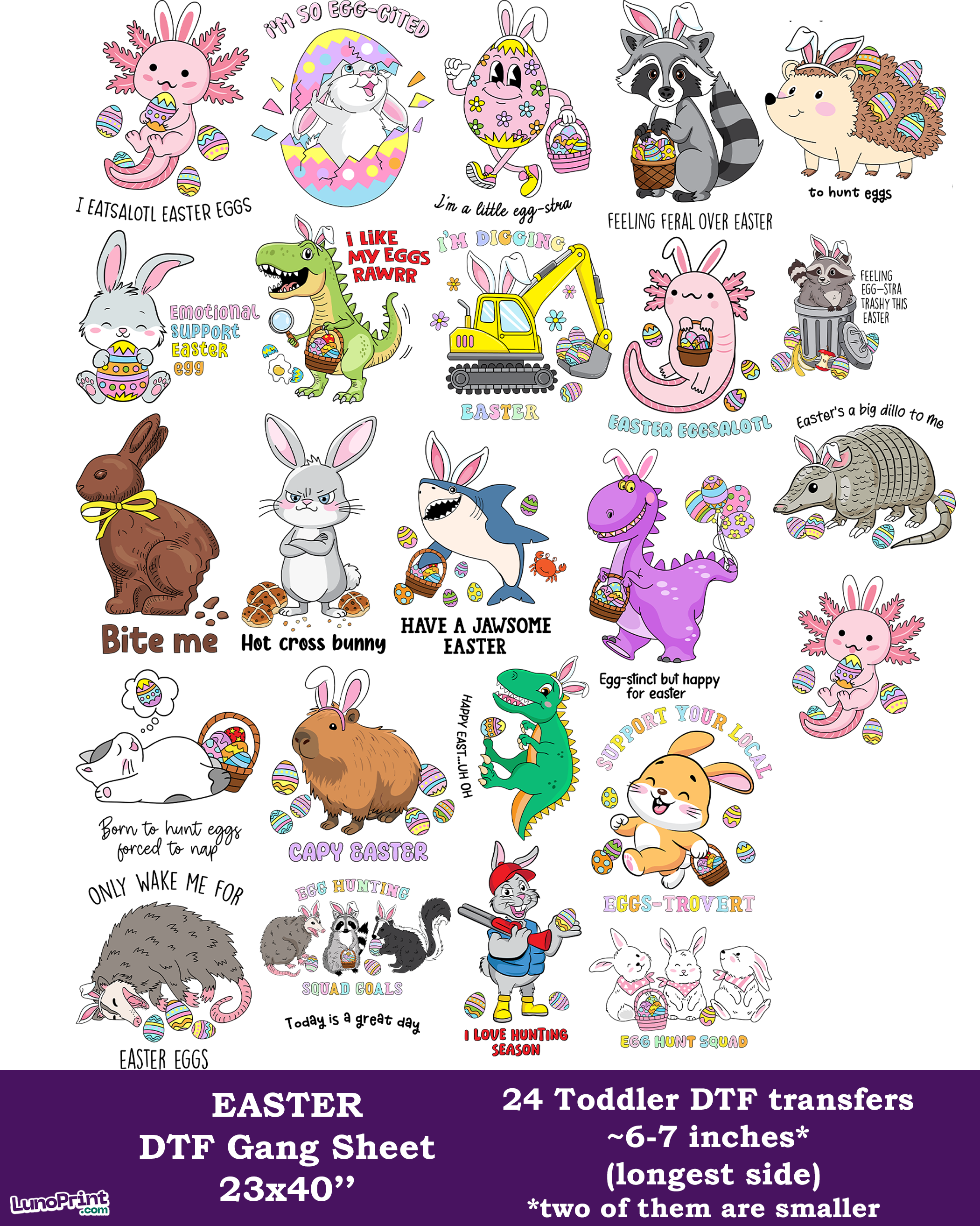 Easter DTF Gang Sheet For Toddlers
