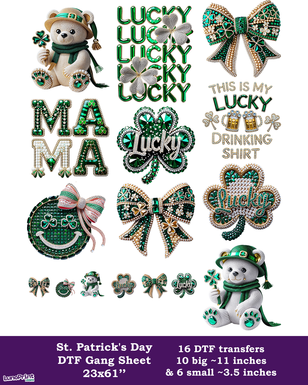 Rhinestone St. Patrick's Day DTF Gang Sheet