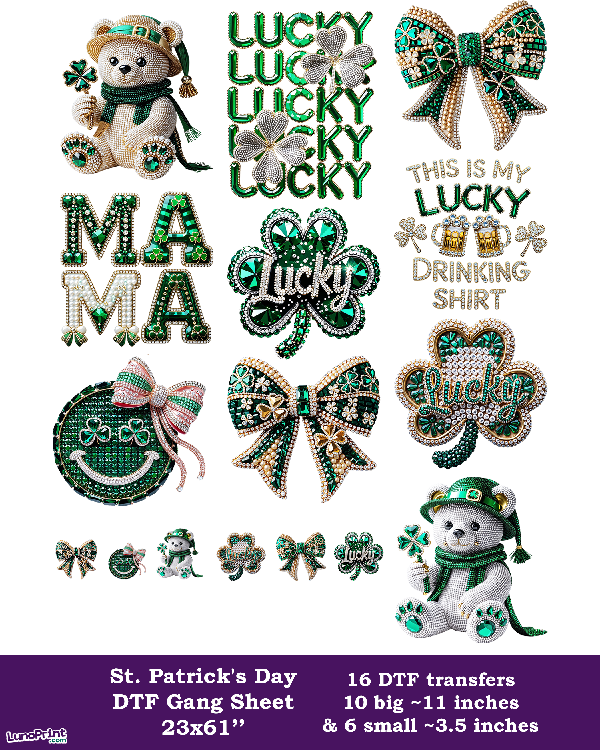 Rhinestone St. Patrick's Day DTF Gang Sheet