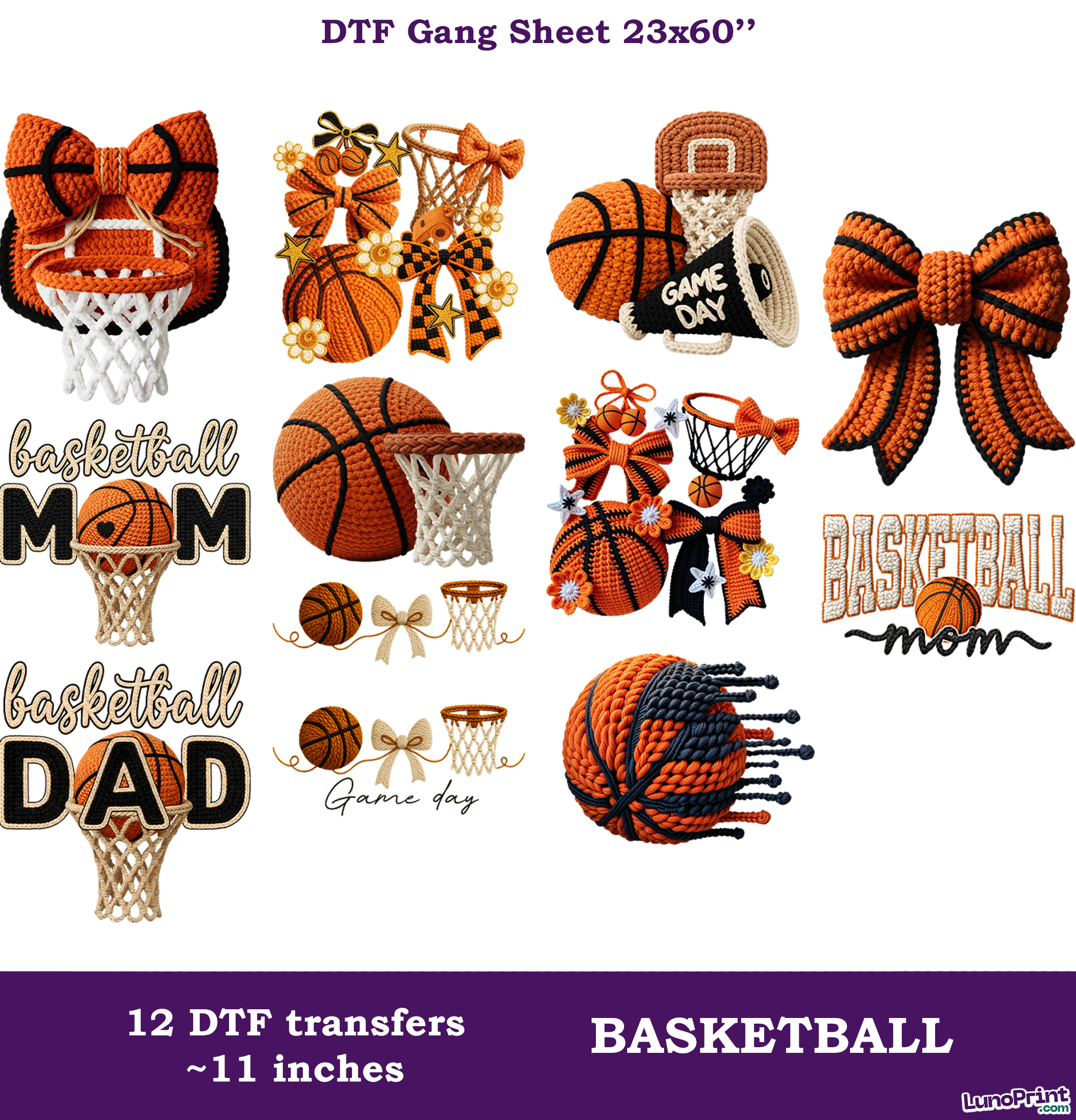 Basketball Game Day DTF Gang Sheet