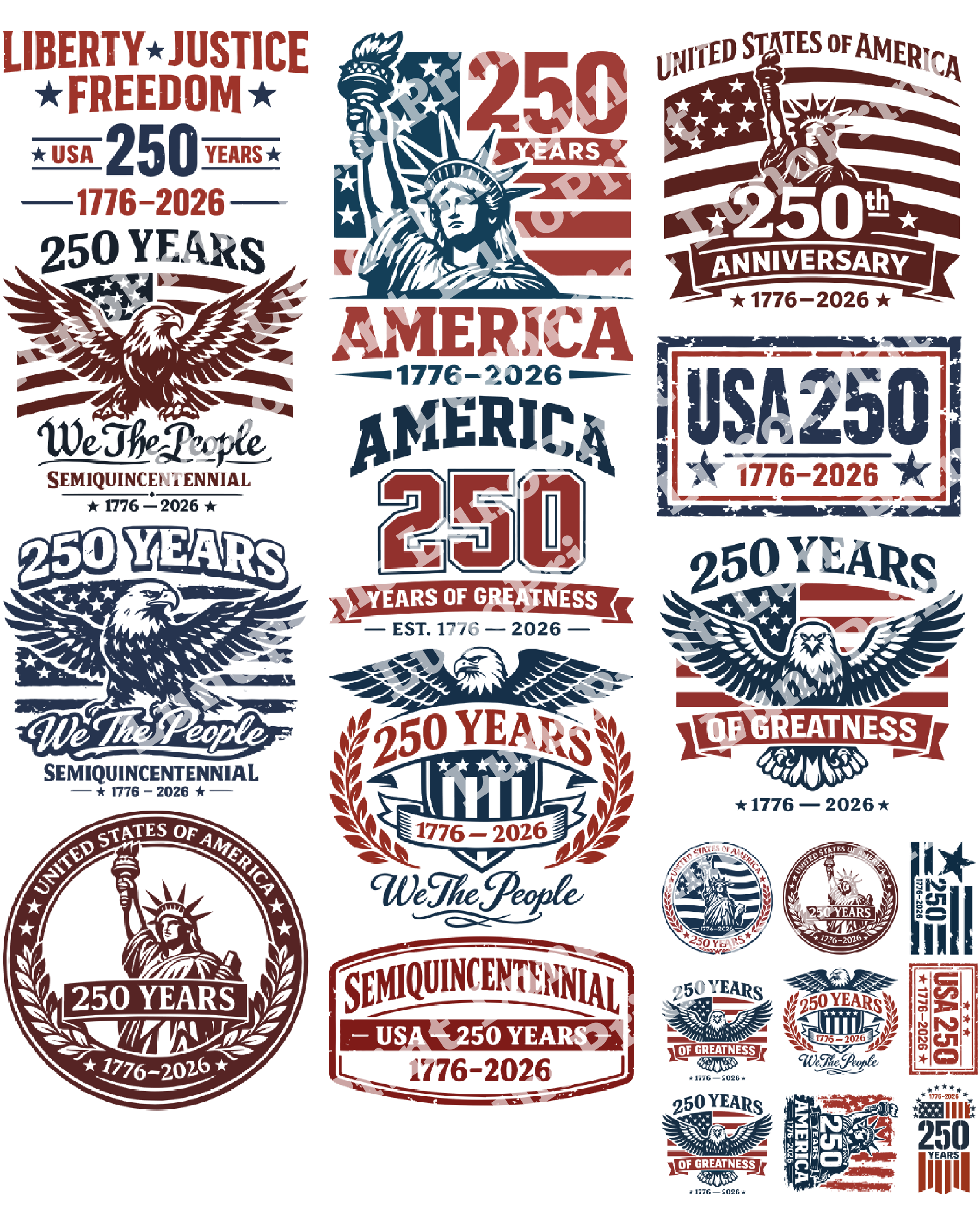 USA 250th Anniversary DTF Gang Sheet