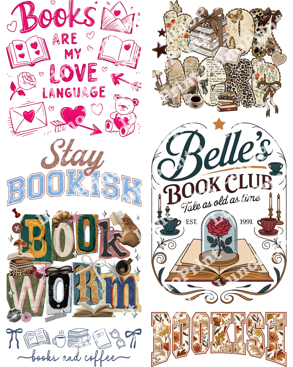 Book lovers DTF Gang Sheet