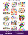 Autism Awareness DTF Gang Sheet for Kids