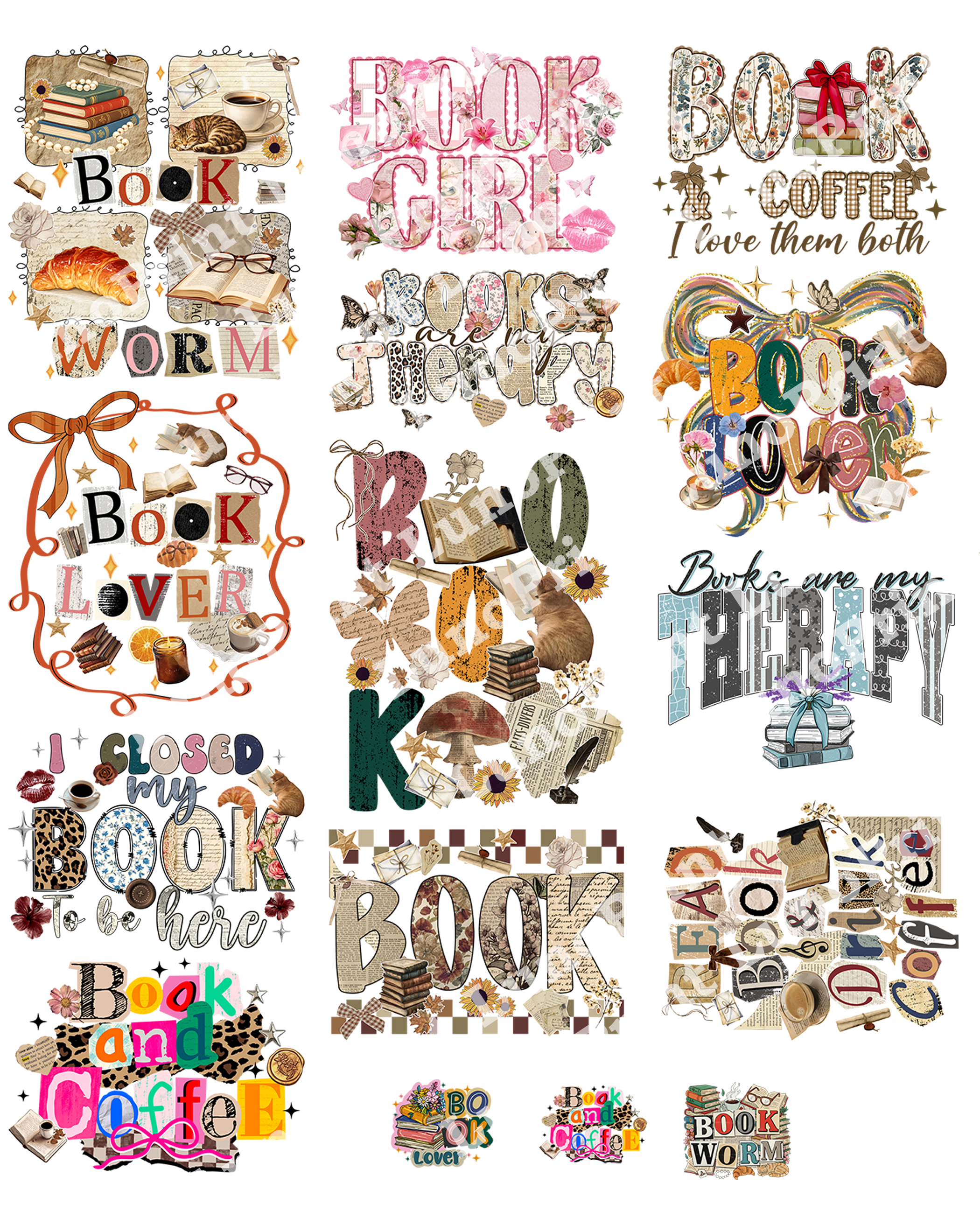 Book lovers DTF Gang Sheet
