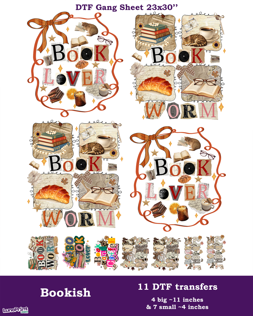 Book lovers DTF Gang Sheet