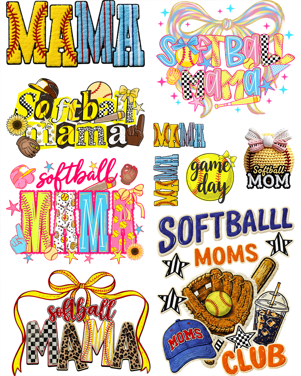 Softball Mama DTF Gang Sheet