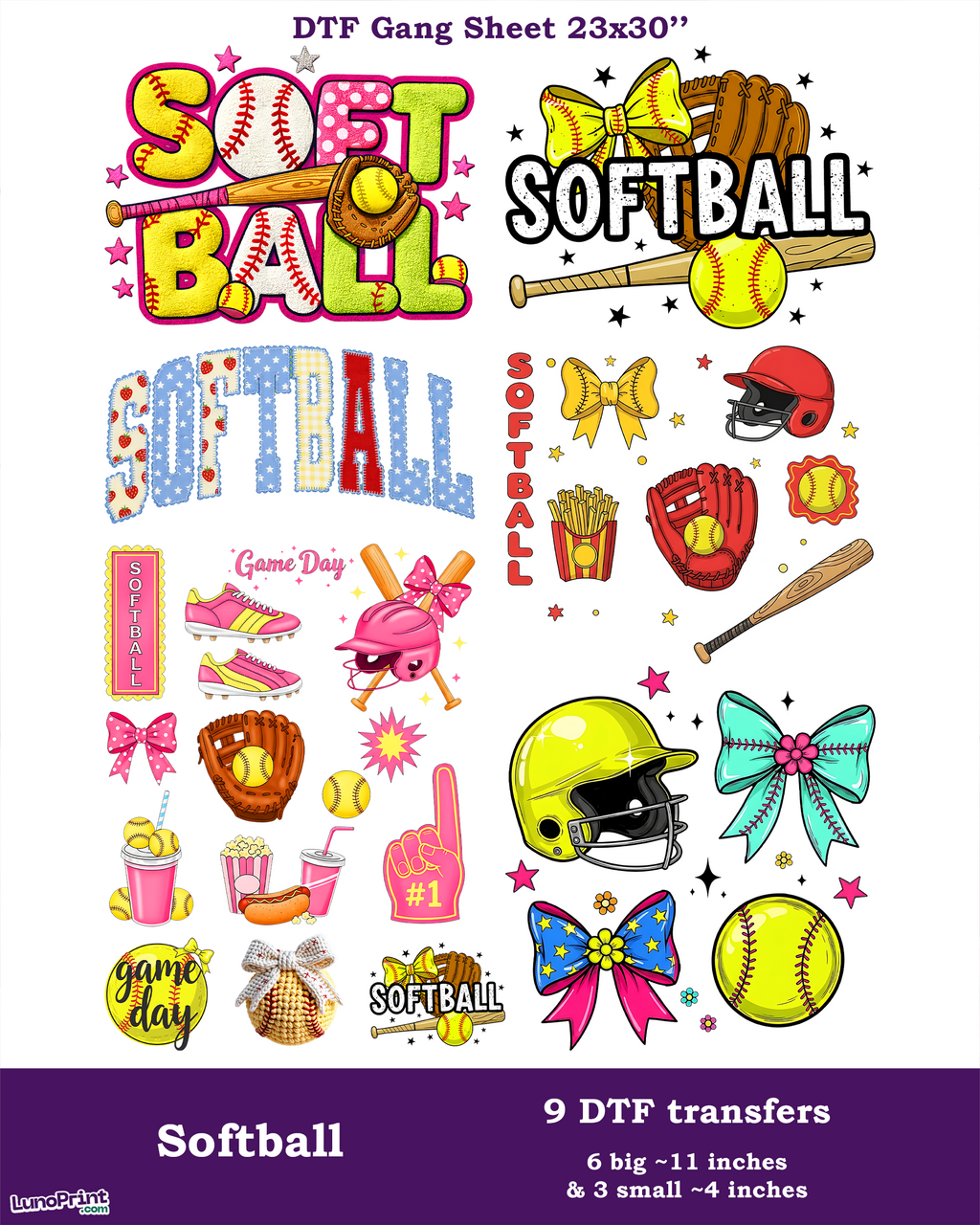 Softball DTF Gang Sheet