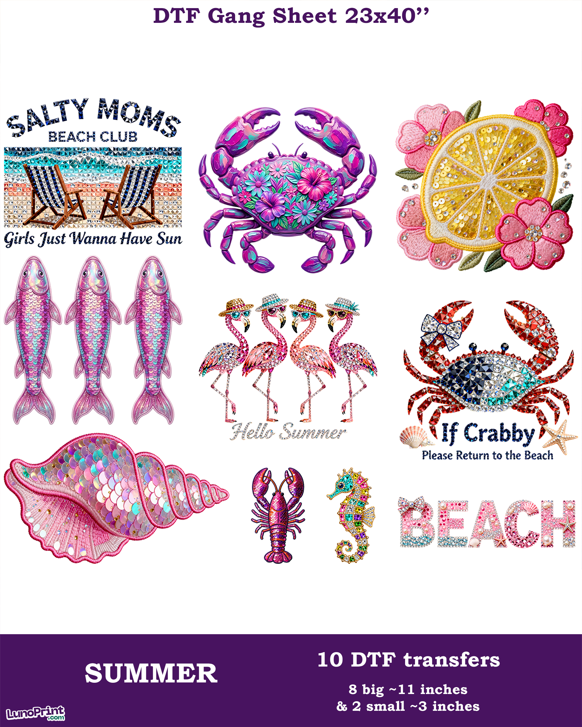 Faux Rhinestone Summer DTF Gang Sheet