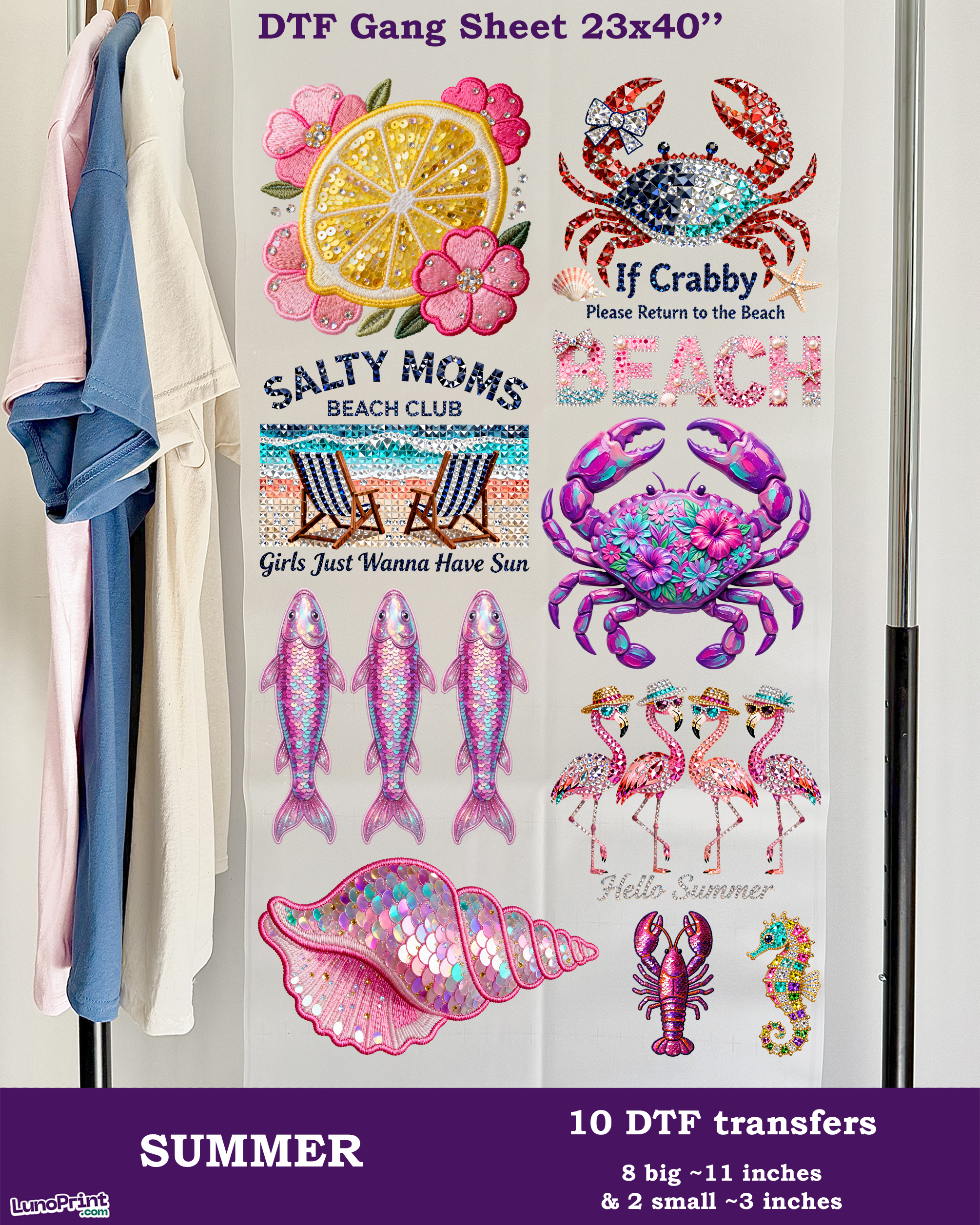 Faux Rhinestone Summer DTF Gang Sheet