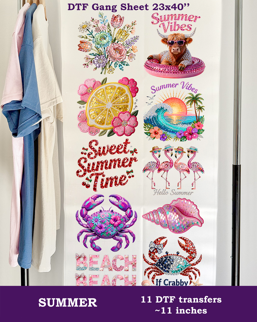 Faux Rhinestone Summer DTF Gang Sheet