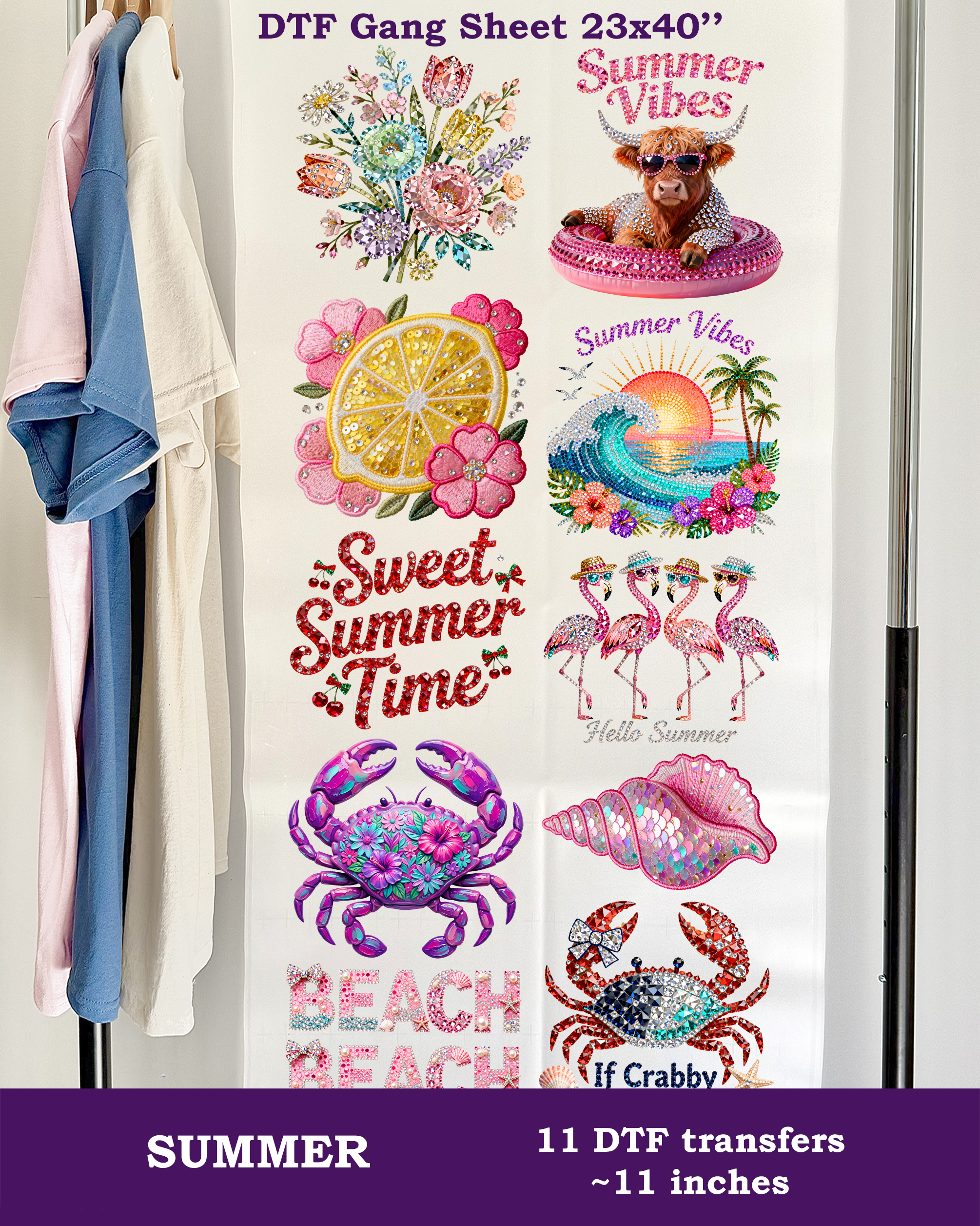 Faux Rhinestone Summer DTF Gang Sheet