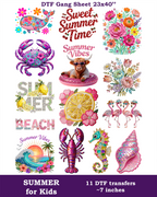 Faux Rhinestone Summer DTF Gang Sheet for KIDS