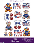 Faux Rhinestone USA DTF Gang Sheet for Kids