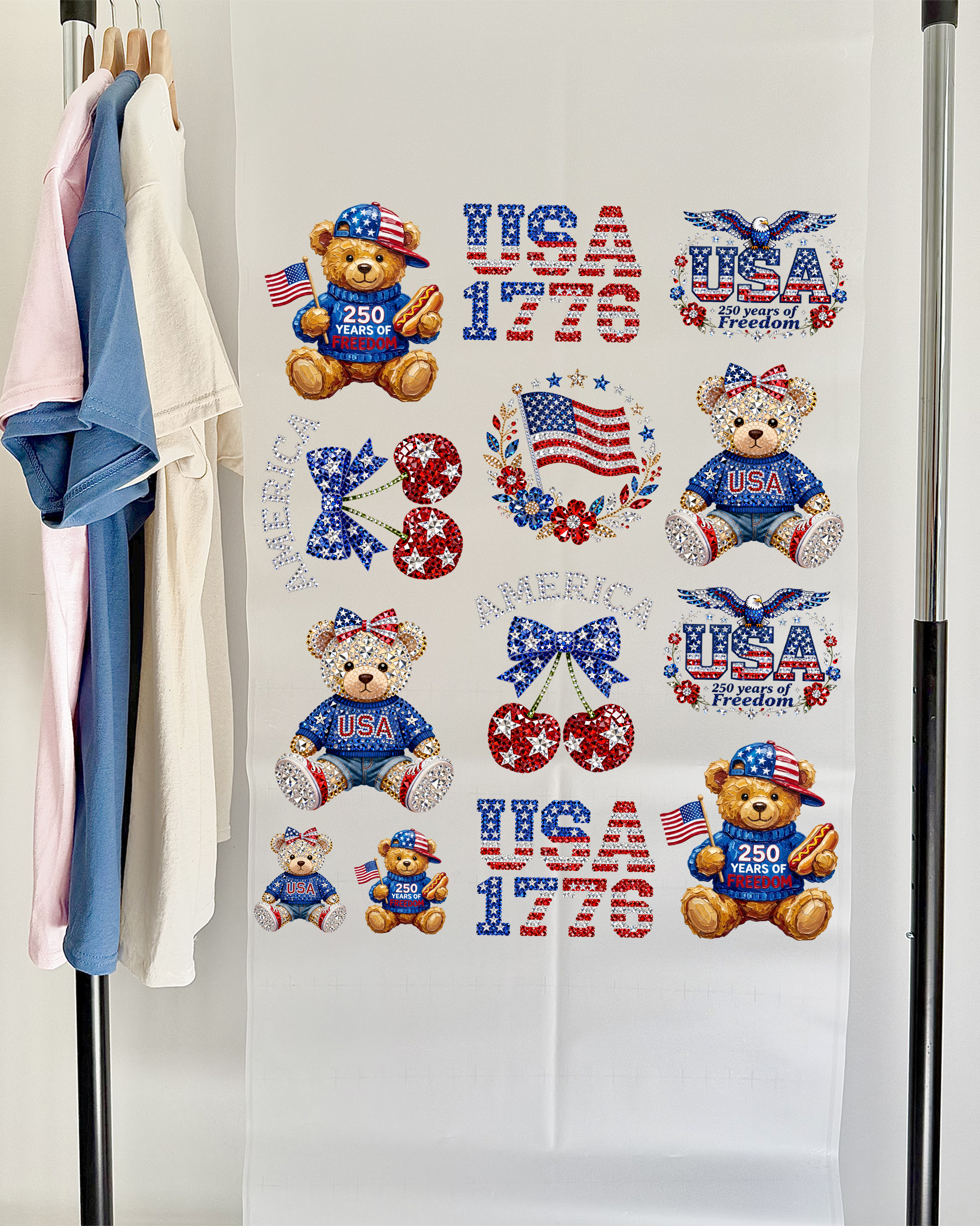 Faux Rhinestone USA DTF Gang Sheet for Kids