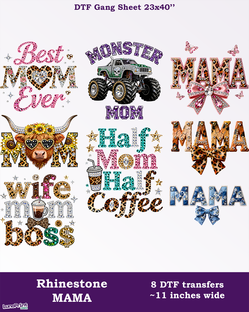 Faux Rhinestone Mama DTF Gang Sheet