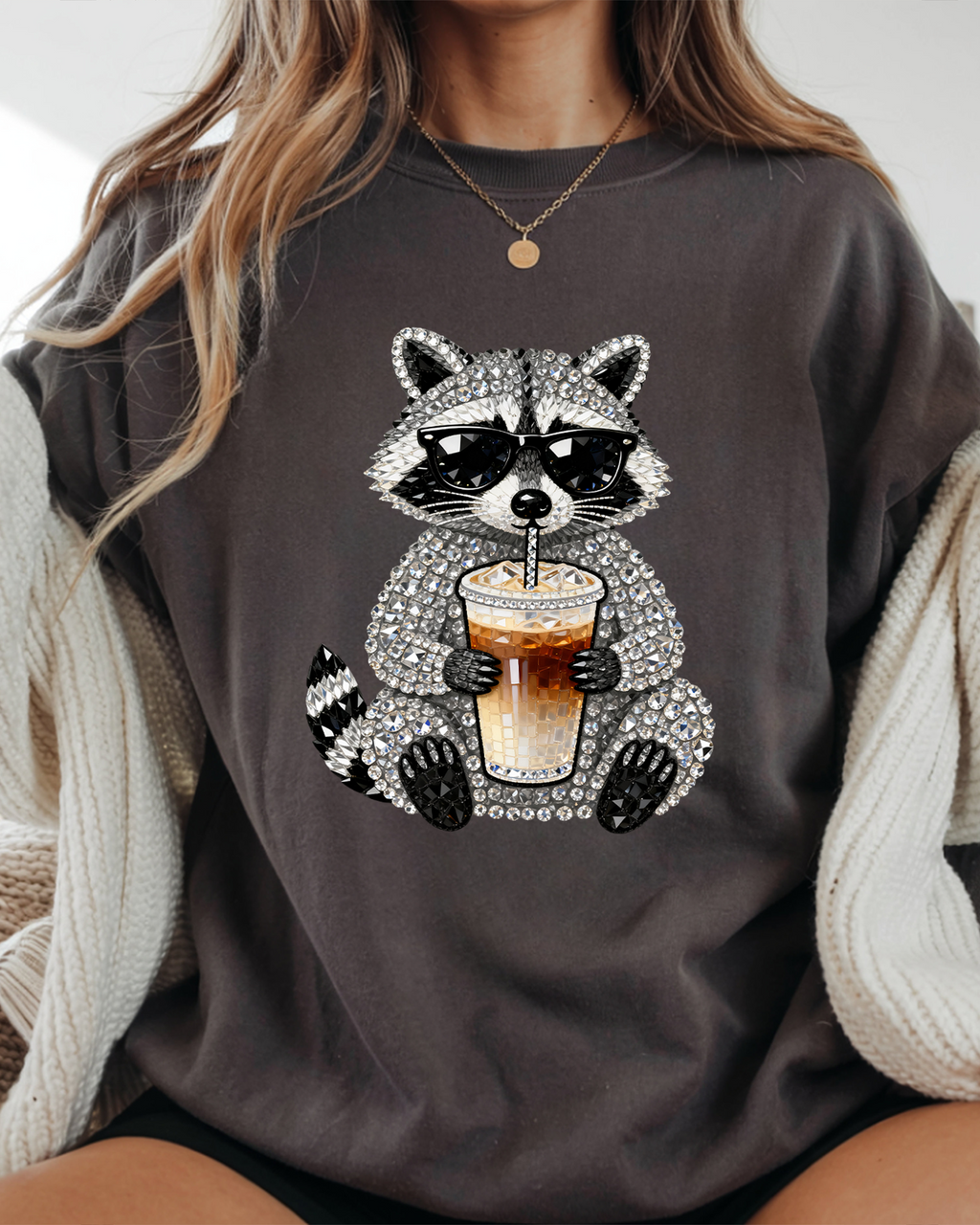 Faux Rhinestone Summer Raccoon DTF Gang Sheet