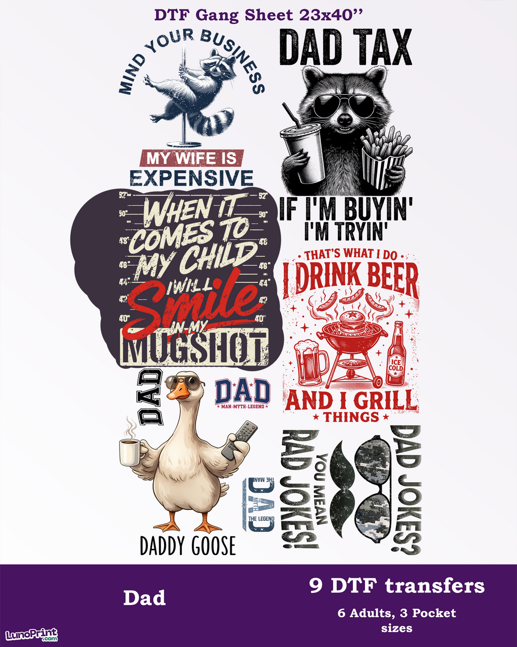Husband & Dad DTF Gang Sheet