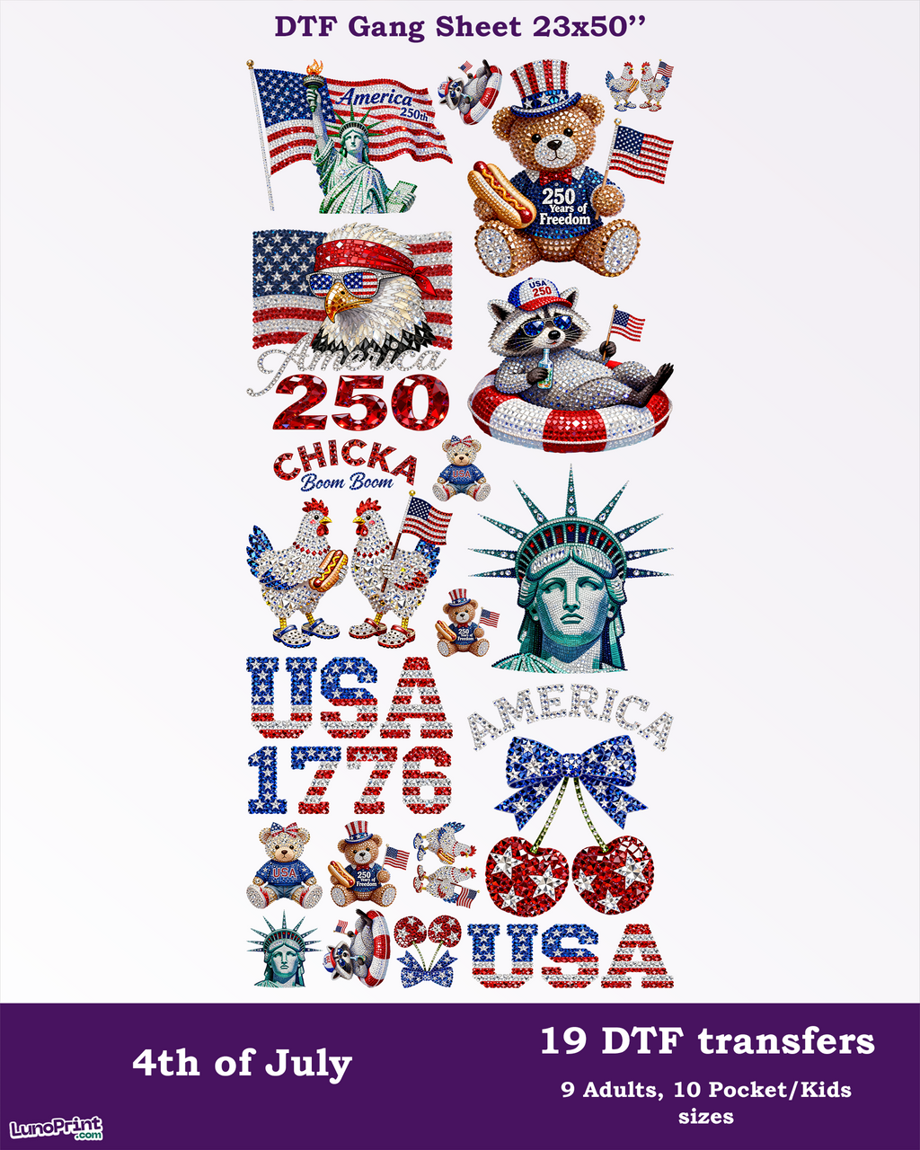 4th of July DTF Gang Sheet