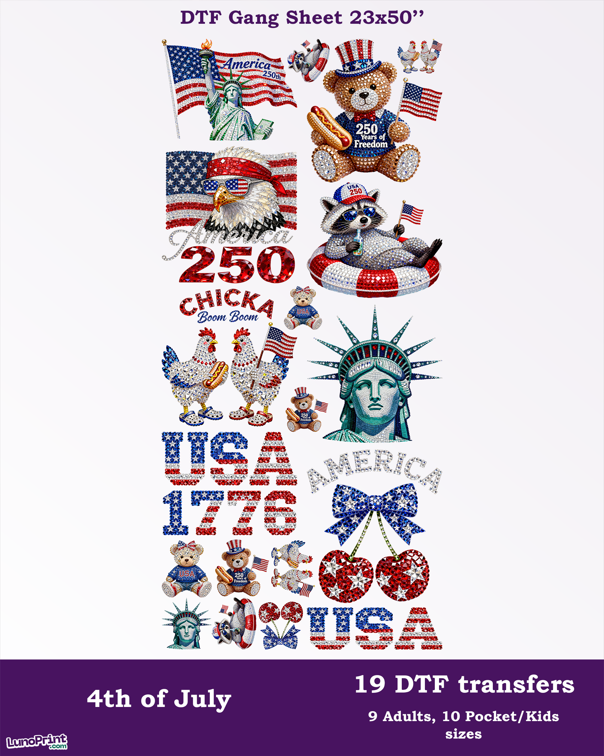 4th of July DTF Gang Sheet
