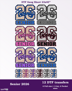 Senior 2026 DTF Gang Sheet. Ready To Press Heat Transfers