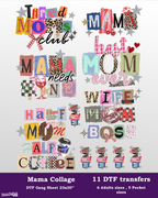 Mama Collage DTF Gang Sheet, 23x30 in. Mother's Day Heat transfers