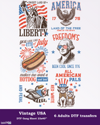 4th of July DTF Gang Sheet, 23x40 in. Vintage USA Heat transfers