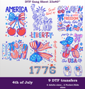 4th of July DTF Gang Sheet, 23x40 in. USA Heat transfers